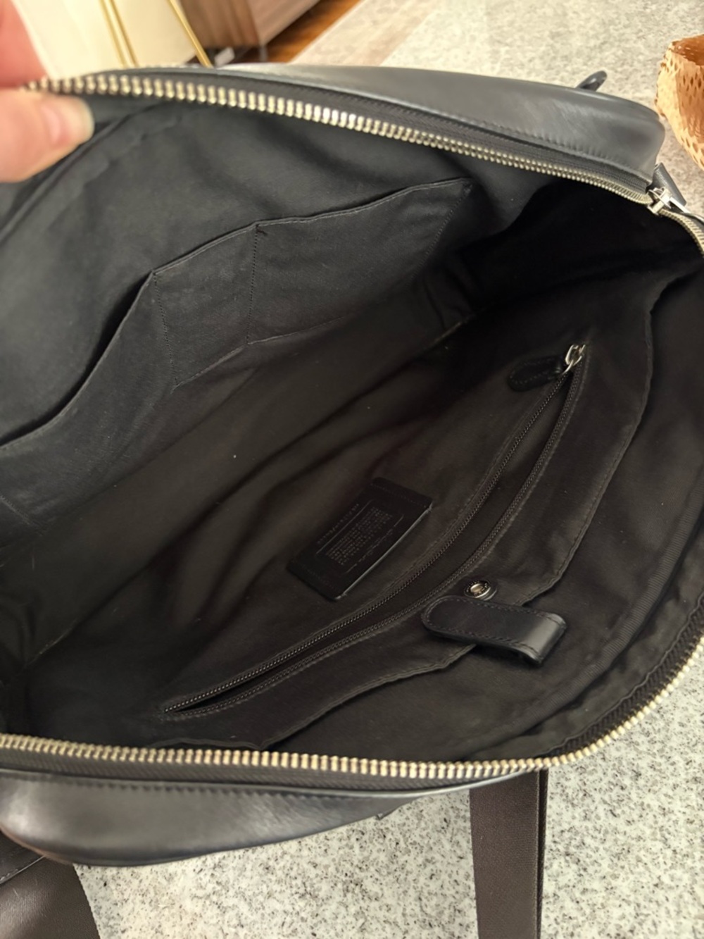 COACH Perry Slim briefcase in SIGNATURE charcoal black career messenger bag - Picture 11 of 16